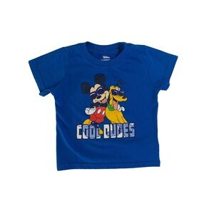 Disney Junior Mickey Mouse and Pluto Cool Dudes Blue T Shirt Toddler Size 2T